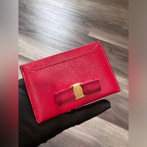 Vintage Classic Ferragamo card holder. Red